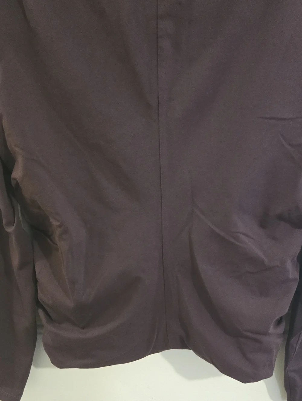 J. Crew Chocolate Brown Ruched V-Neck Knit Long Sleeve Cotton Stretch Top L Fall
